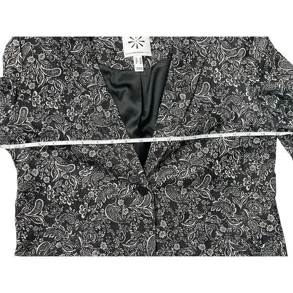 QVC Isaac Mizrahi Live! Super Stretch Woven Jacquard Blazer NWOT BLACK SIZE 10 - Picture 8 of 9